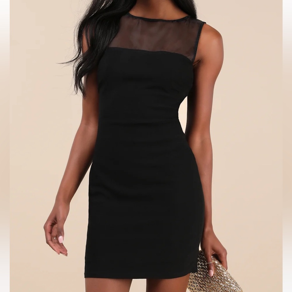 Magalie Black Backless Boat Neck Mini Dress